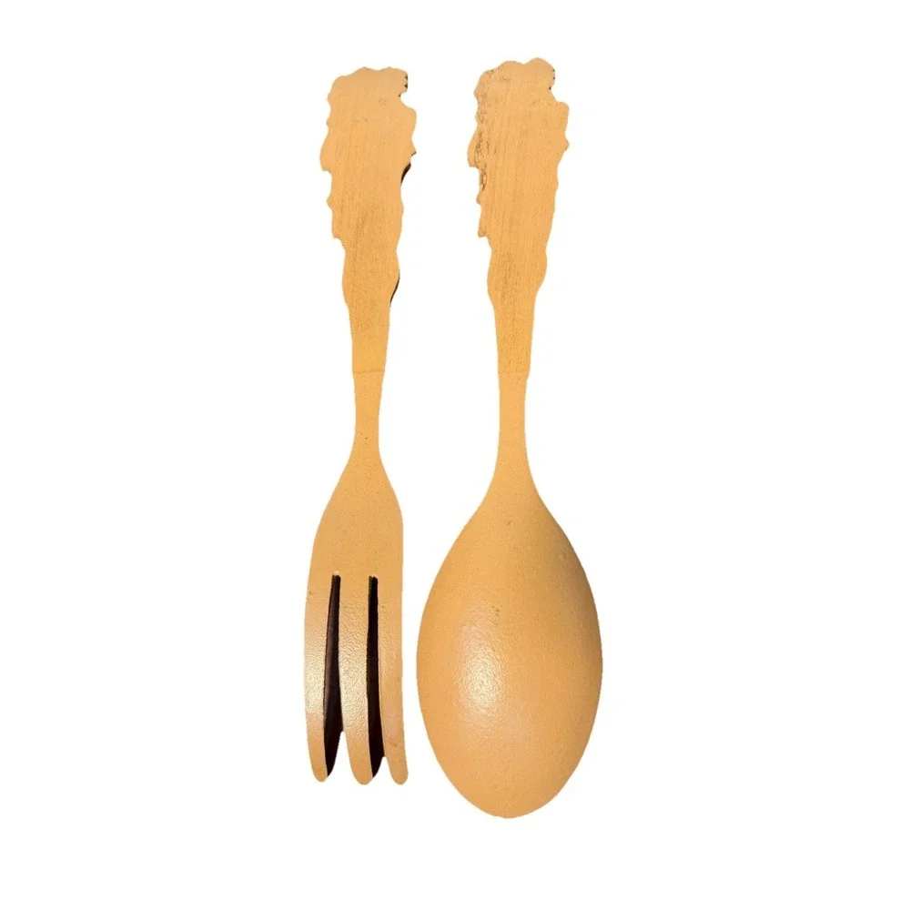 Vintage Hand‎ Carved Salad Serving Spoon Fork Set By Windsor Fruit Carvings